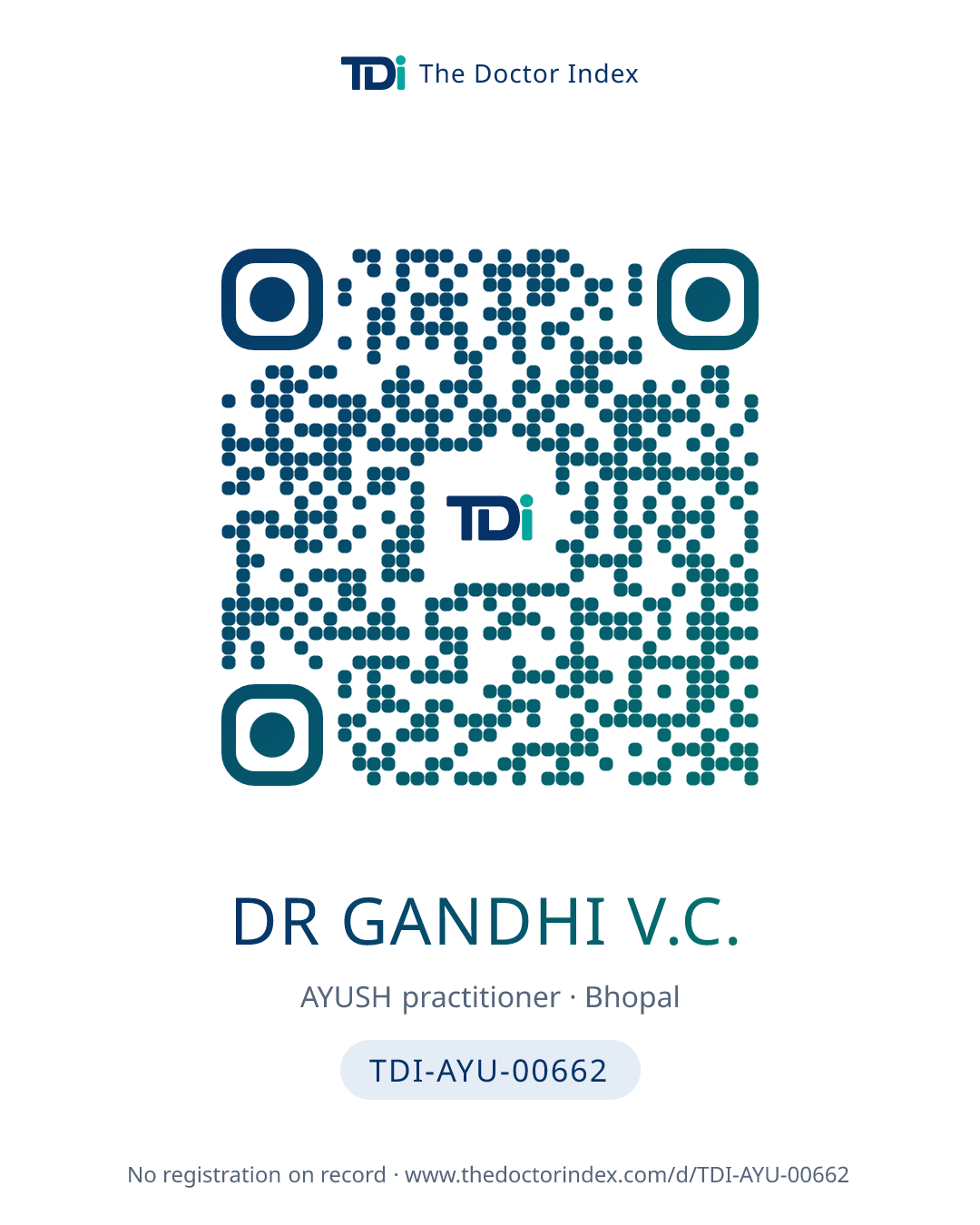 QR card for Dr Gandhi V.C., TDI-AYU-00662