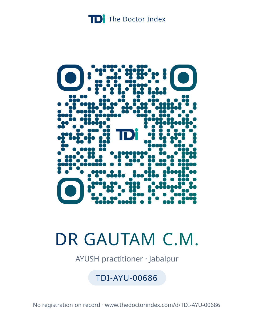 QR card for Dr Gautam C.M., TDI-AYU-00686