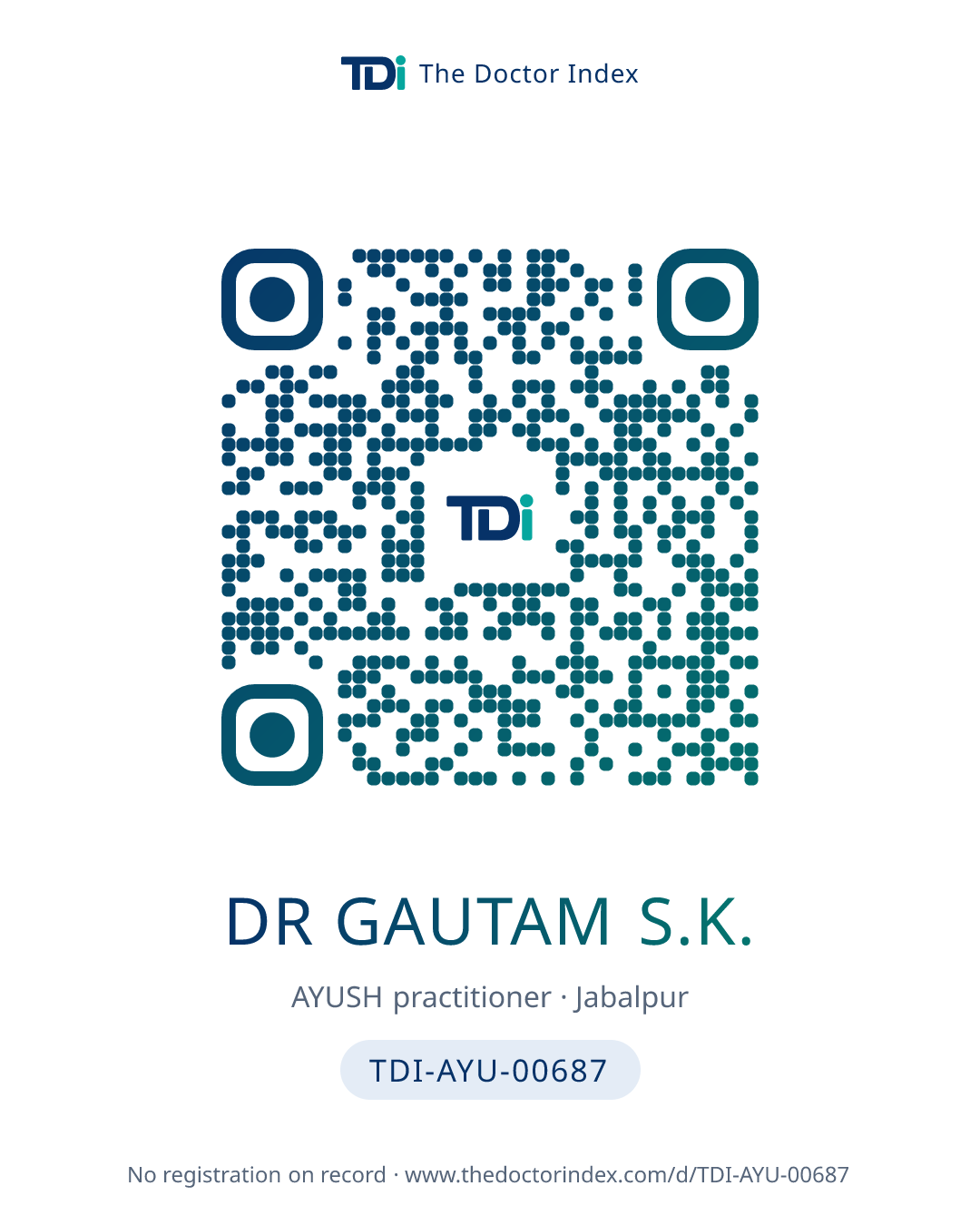 QR card for Dr Gautam S.K., TDI-AYU-00687