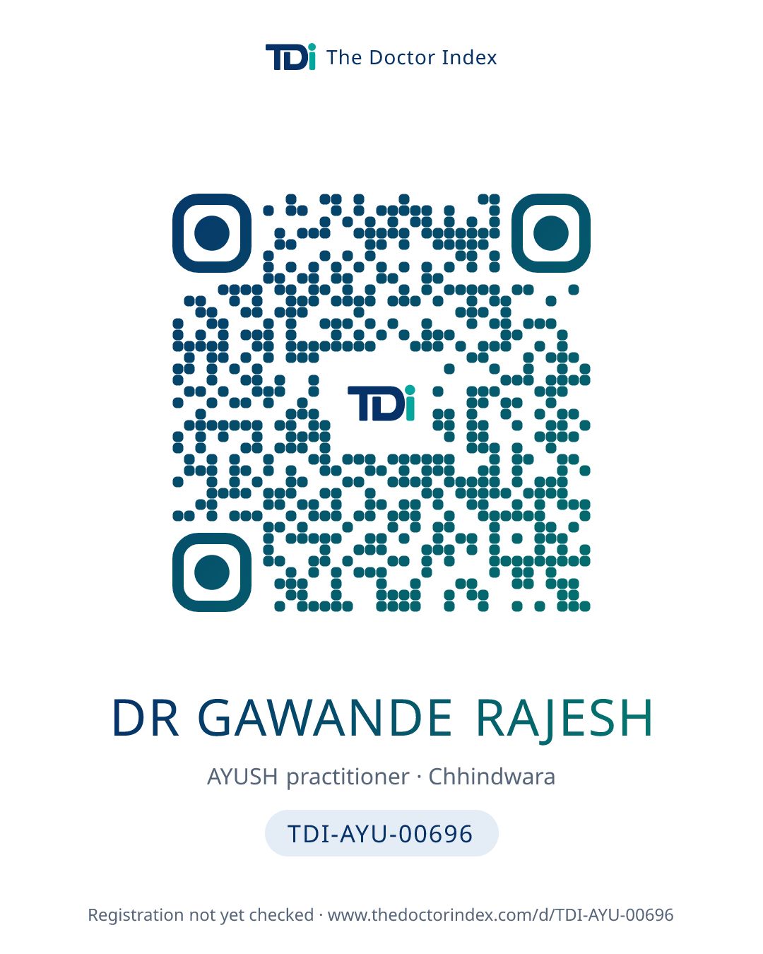 QR card for Dr Gawande Rajesh, TDI-AYU-00696