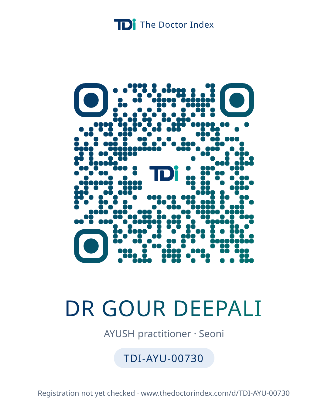 QR card for Dr Gour Deepali, TDI-AYU-00730