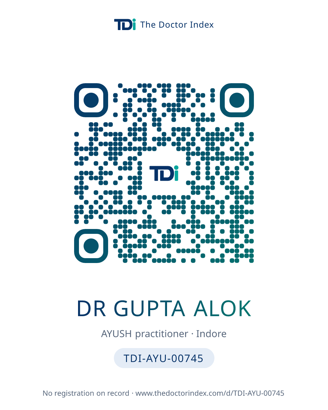 QR card for Dr Gupta Alok, TDI-AYU-00745