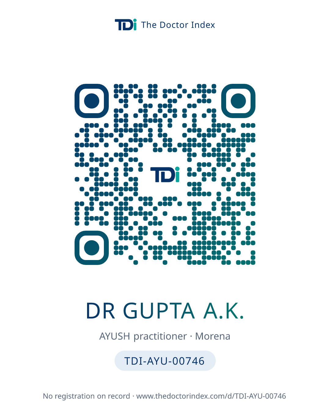 QR card for Dr Gupta A.K., TDI-AYU-00746