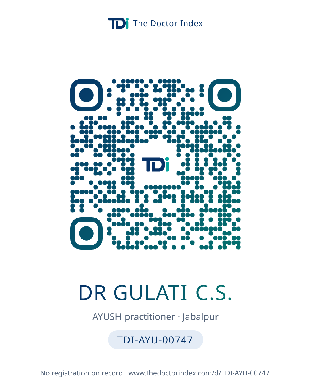 QR card for Dr Gulati C.S., TDI-AYU-00747