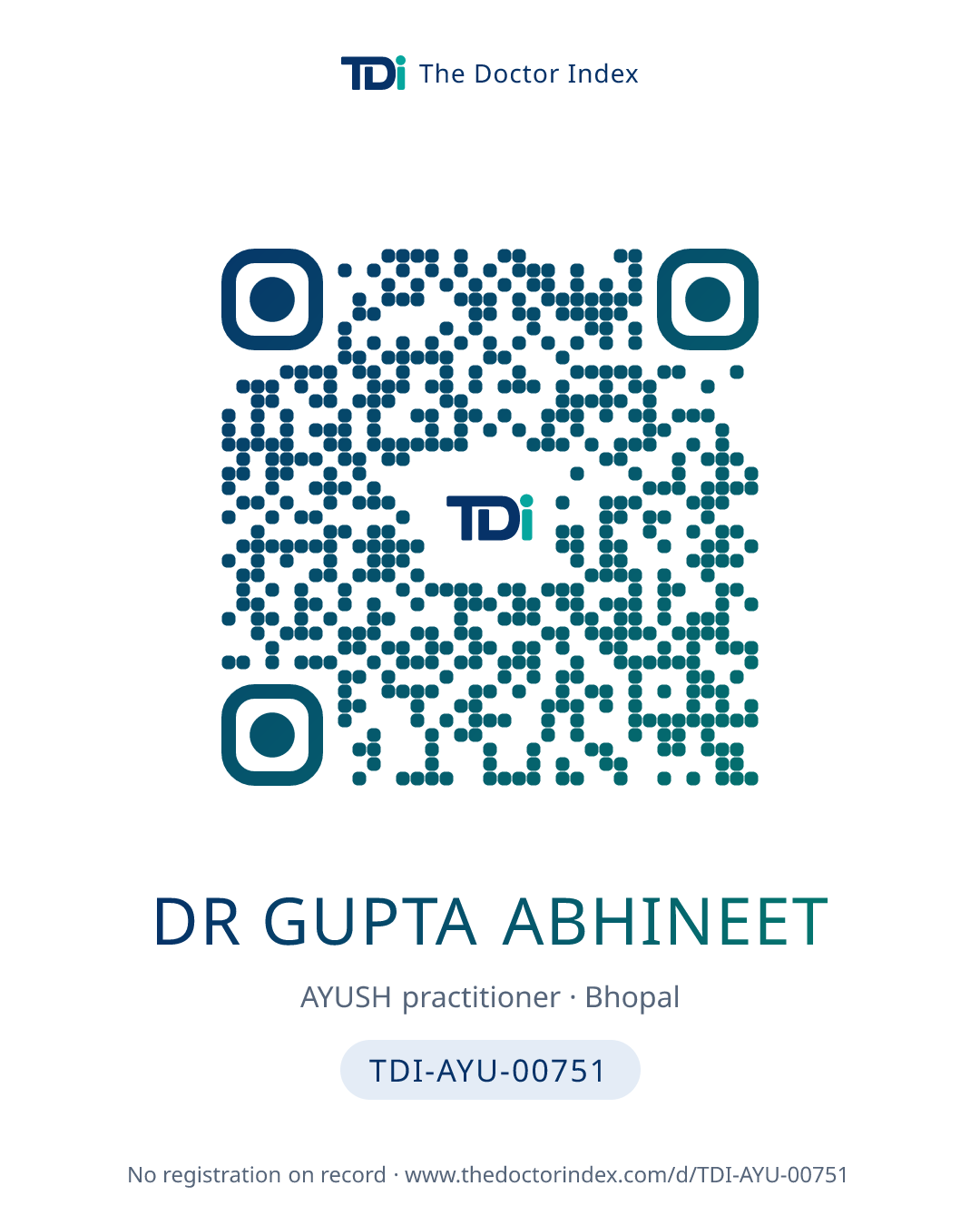 QR card for Dr Gupta Abhineet, TDI-AYU-00751