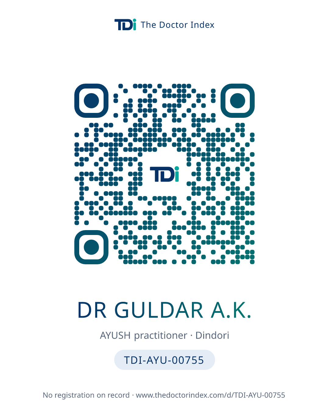 QR card for Dr Guldar A.K., TDI-AYU-00755