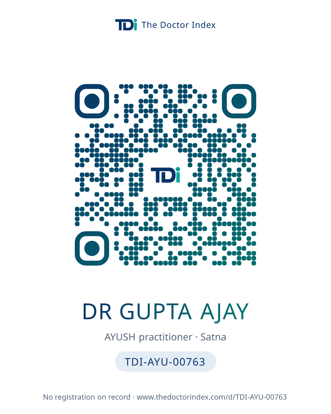 QR card for Dr Gupta Ajay, TDI-AYU-00763