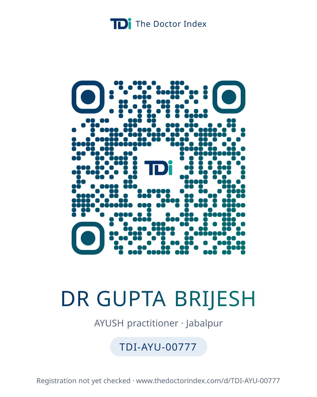 QR card for Dr Gupta Brijesh, TDI-AYU-00777