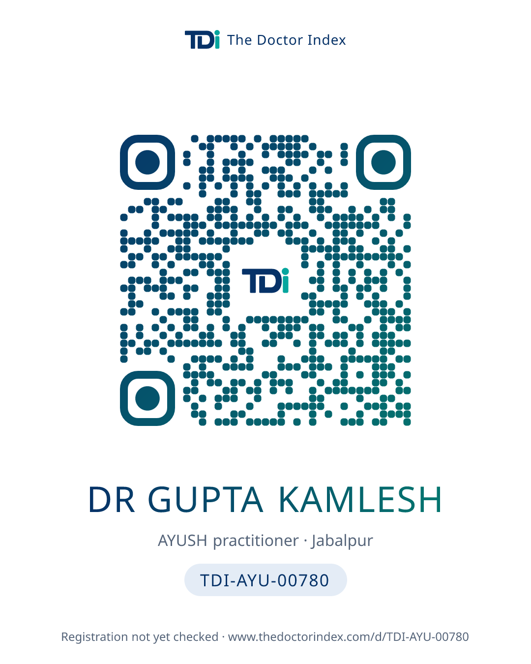 QR card for Dr Gupta Kamlesh, TDI-AYU-00780