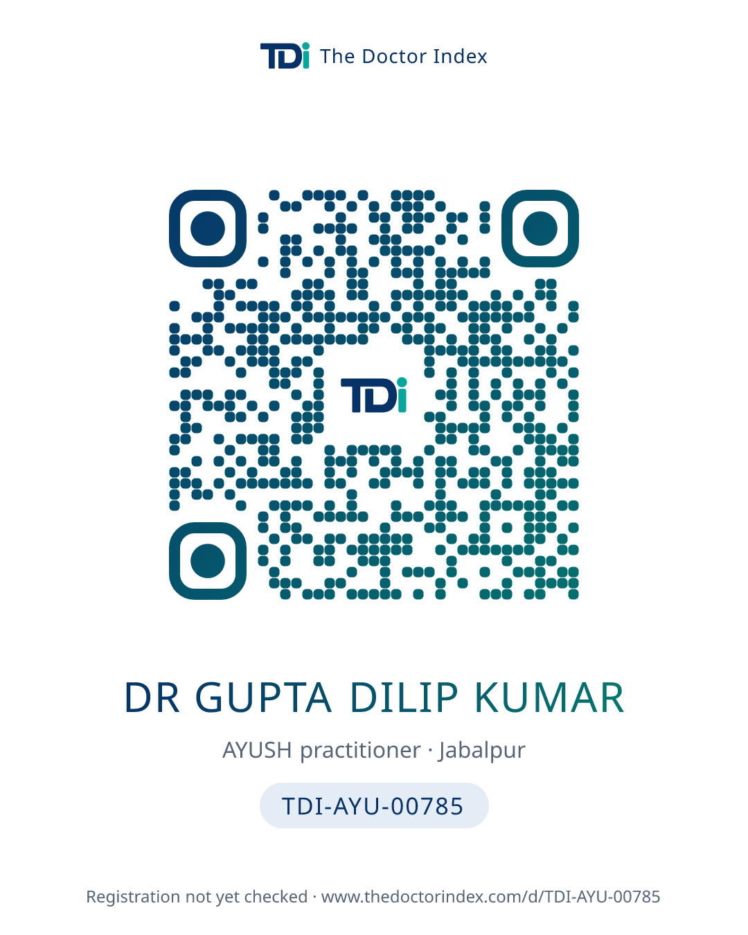 QR card for Dr Gupta Dilip Kumar, TDI-AYU-00785
