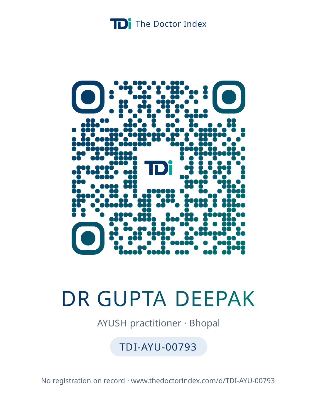 QR card for Dr Gupta Deepak, TDI-AYU-00793