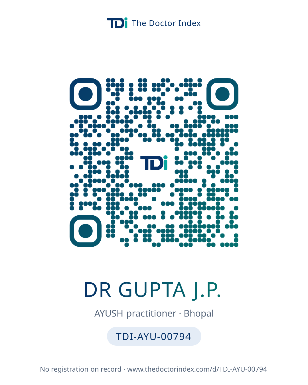 QR card for Dr Gupta J.P., TDI-AYU-00794