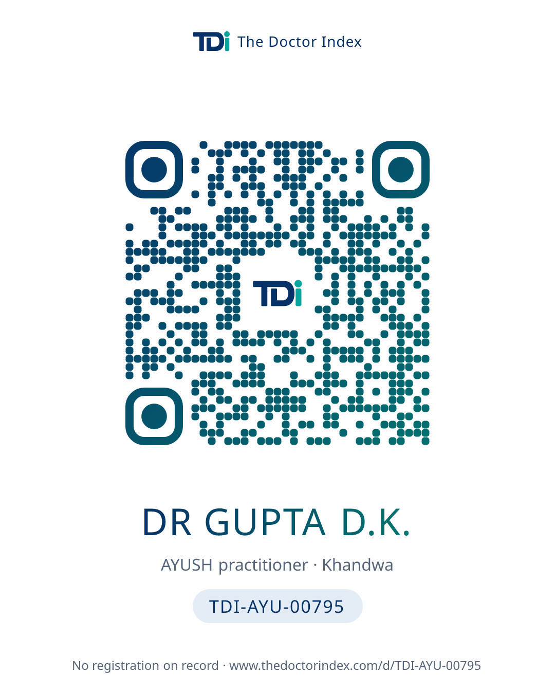 QR card for Dr Gupta D.K., TDI-AYU-00795