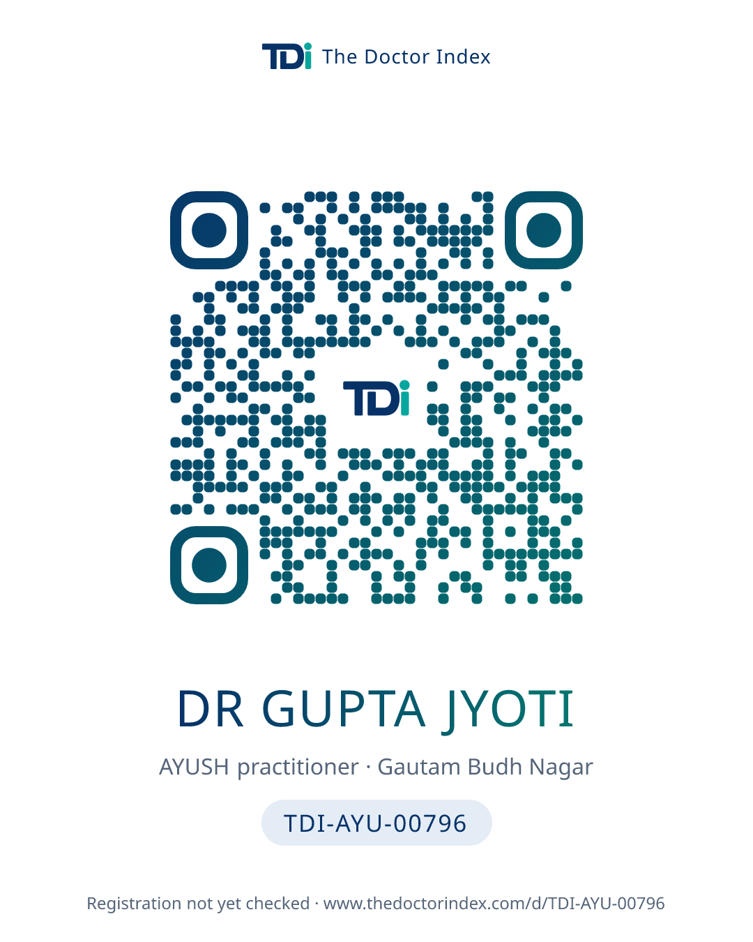 QR card for Dr Gupta Jyoti, TDI-AYU-00796