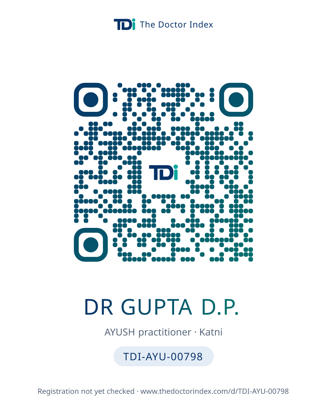 QR card for Dr Gupta D.P., TDI-AYU-00798