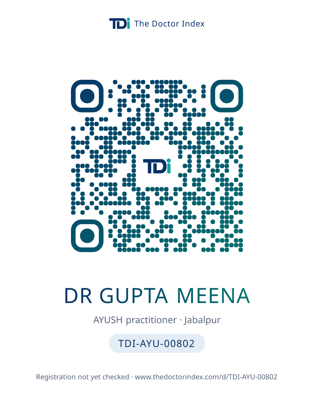 QR card for Dr Gupta Meena, TDI-AYU-00802