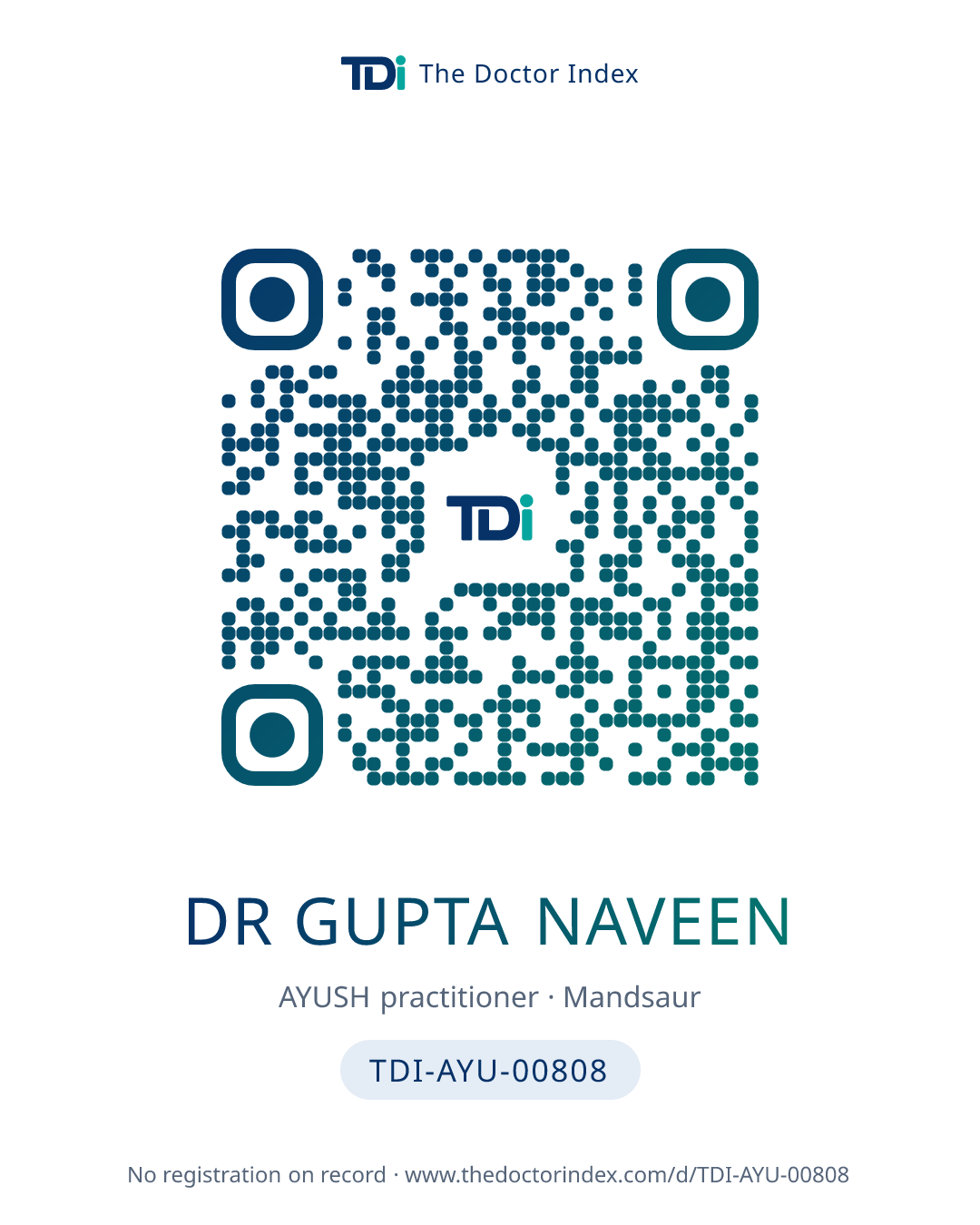 QR card for Dr Gupta Naveen, TDI-AYU-00808