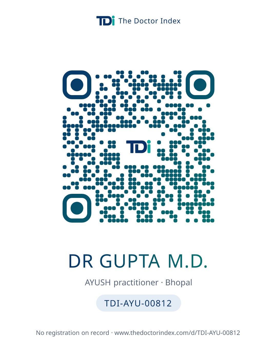 QR card for Dr Gupta M.D., TDI-AYU-00812