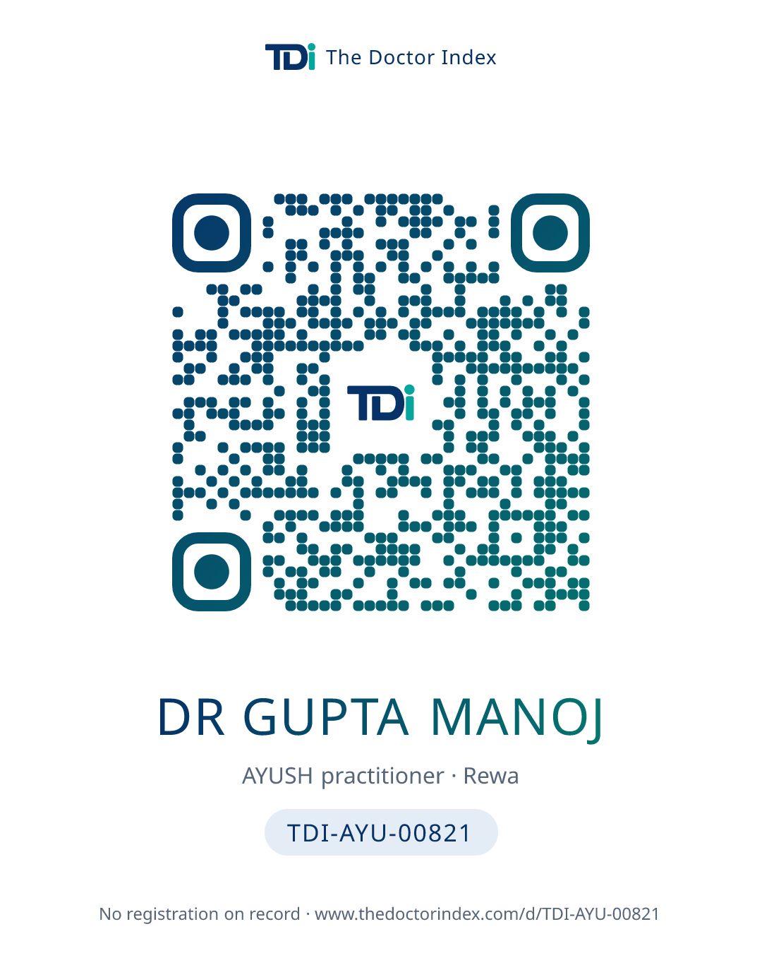 QR card for Dr Gupta Manoj, TDI-AYU-00821