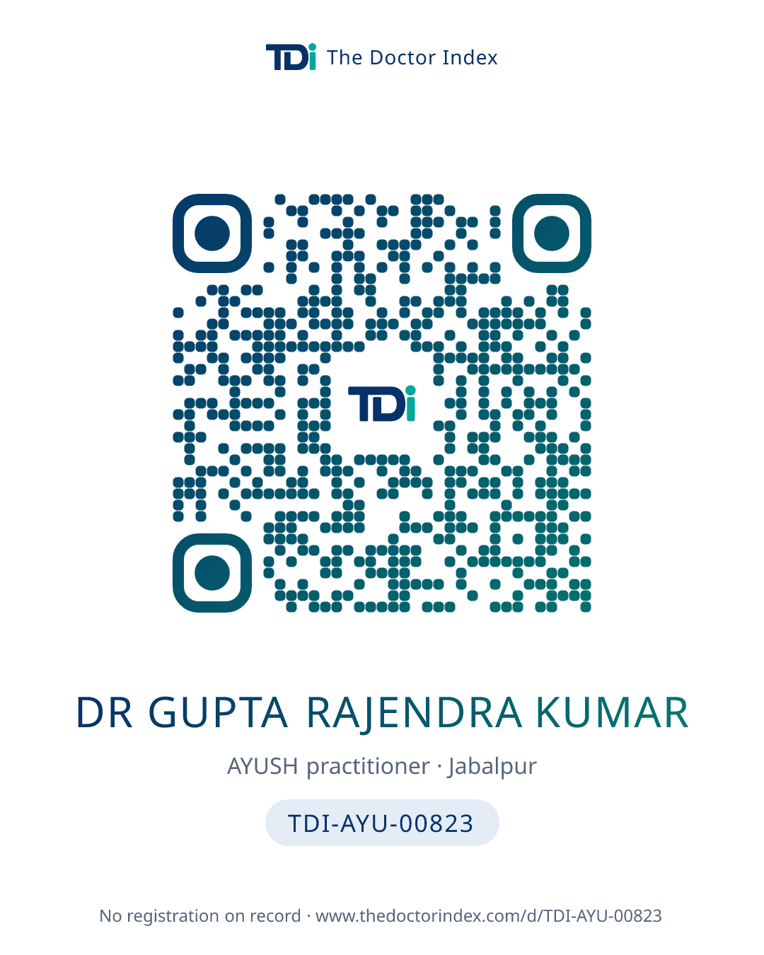 QR card for Dr Gupta Rajendra Kumar, TDI-AYU-00823