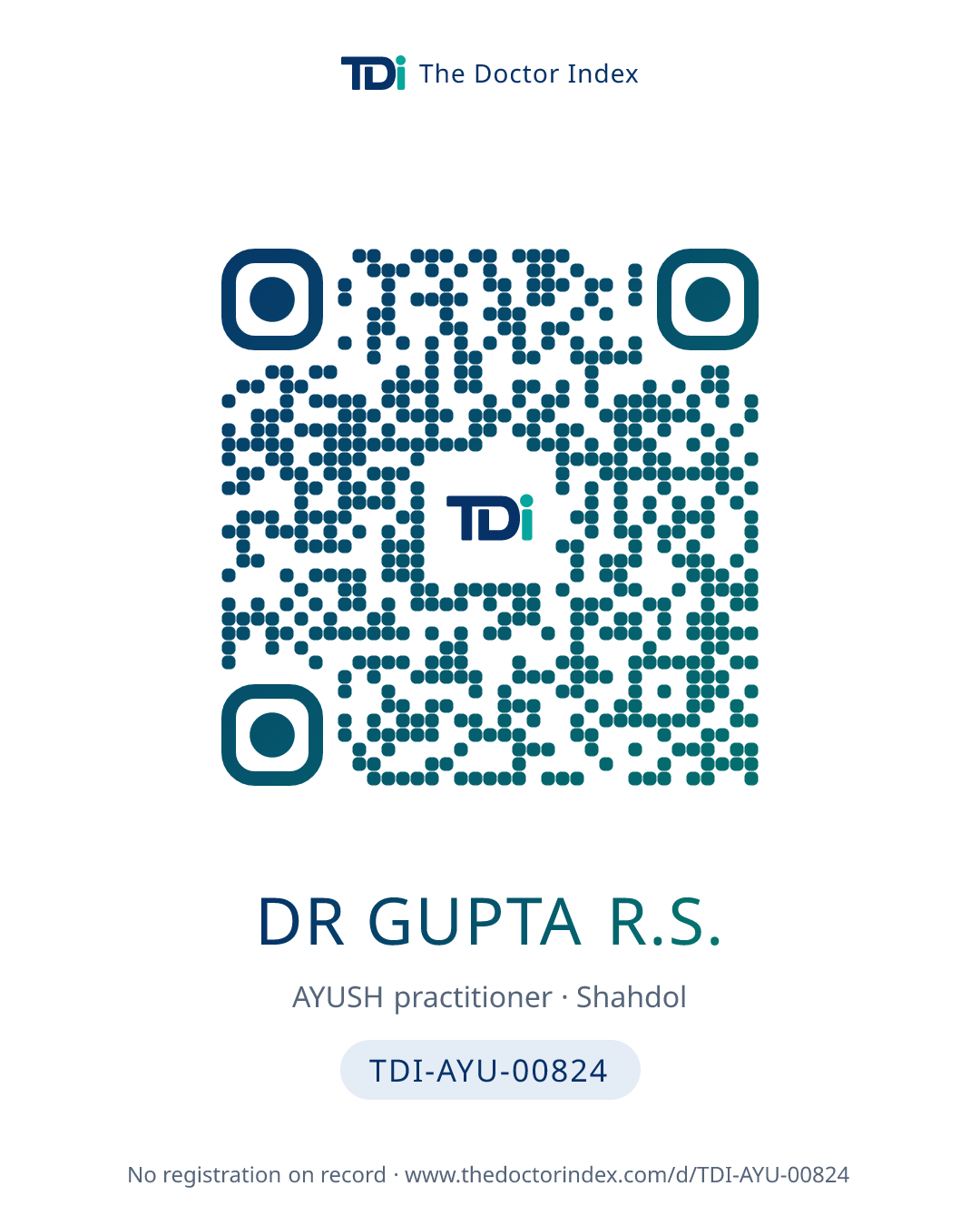 QR card for Dr Gupta R.S., TDI-AYU-00824