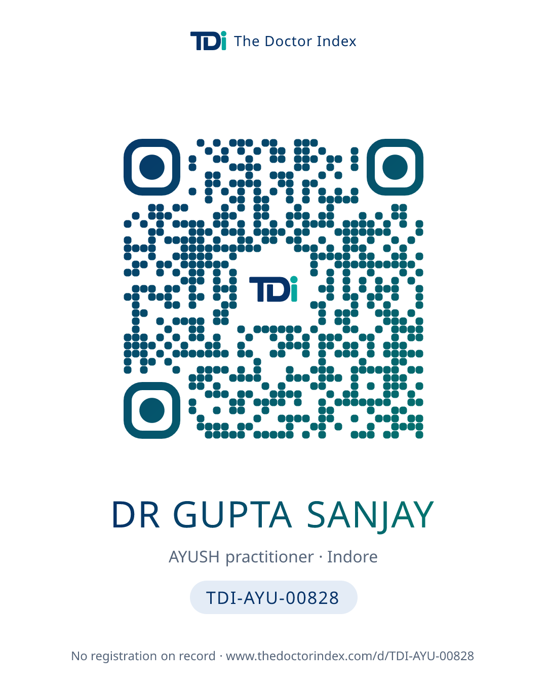 QR card for Dr Gupta Sanjay, TDI-AYU-00828