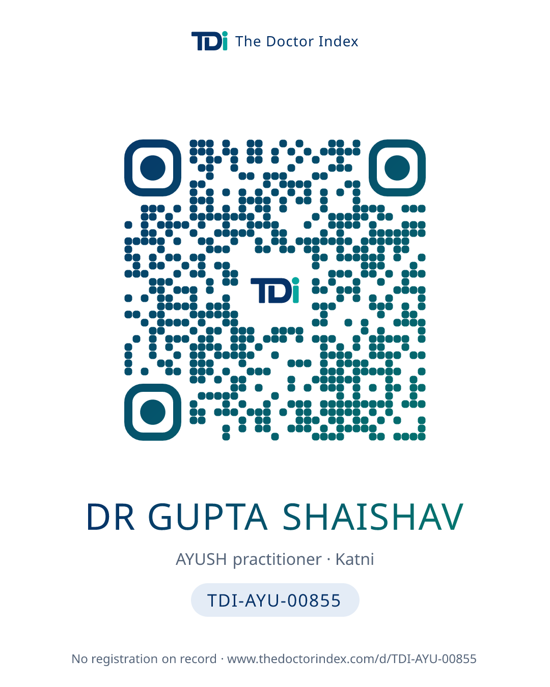 QR card for Dr Gupta Shaishav, TDI-AYU-00855