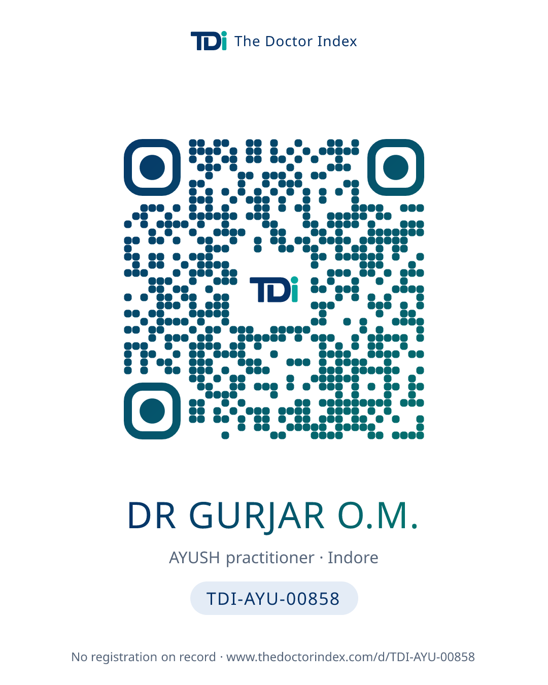 QR card for Dr Gurjar O.M., TDI-AYU-00858