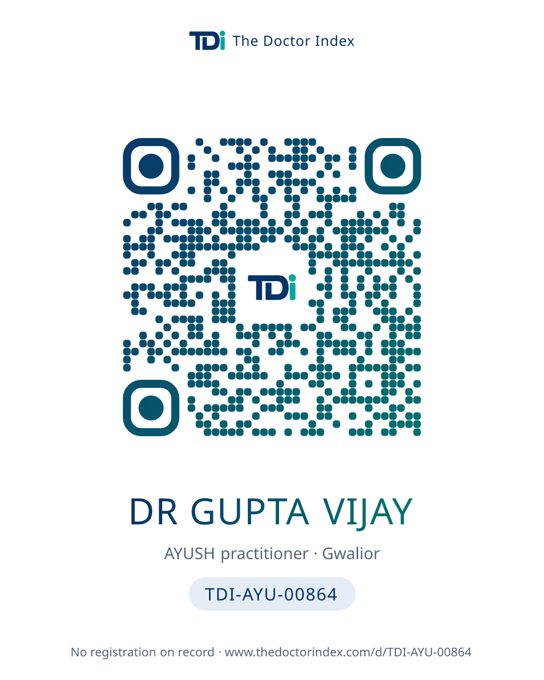 QR card for Dr Gupta Vijay, TDI-AYU-00864