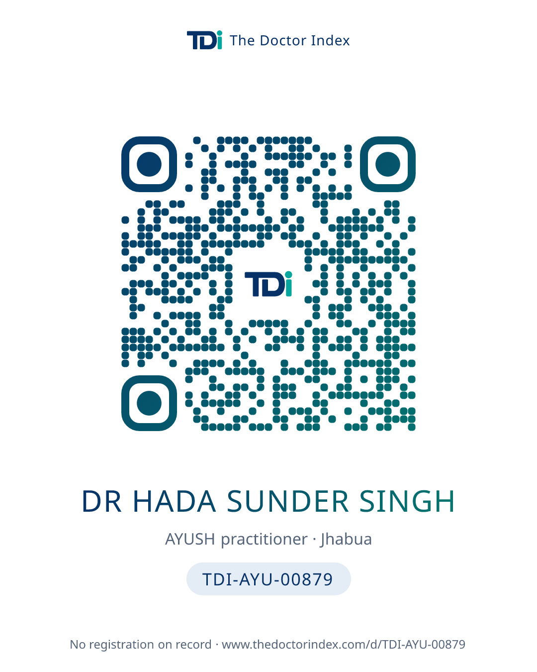 QR card for Dr Hada Sunder Singh, TDI-AYU-00879