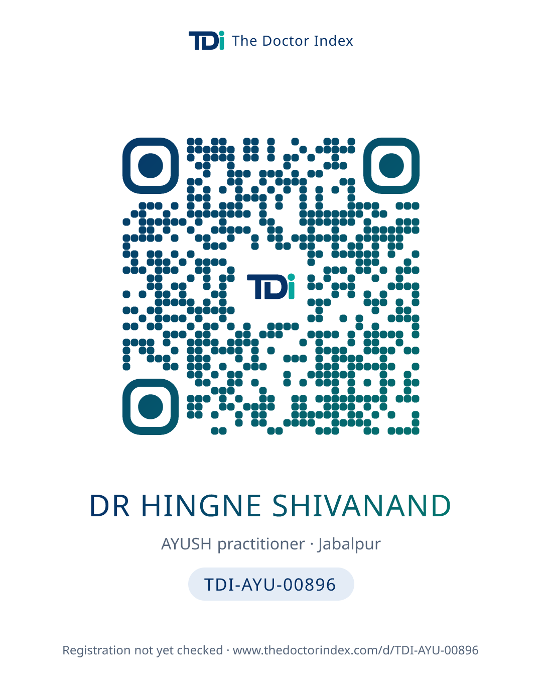 QR card for Dr Hingne Shivanand, TDI-AYU-00896