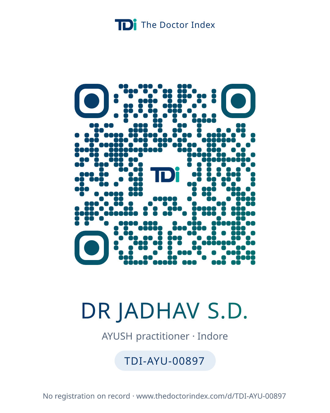 QR card for Dr Jadhav S.D., TDI-AYU-00897