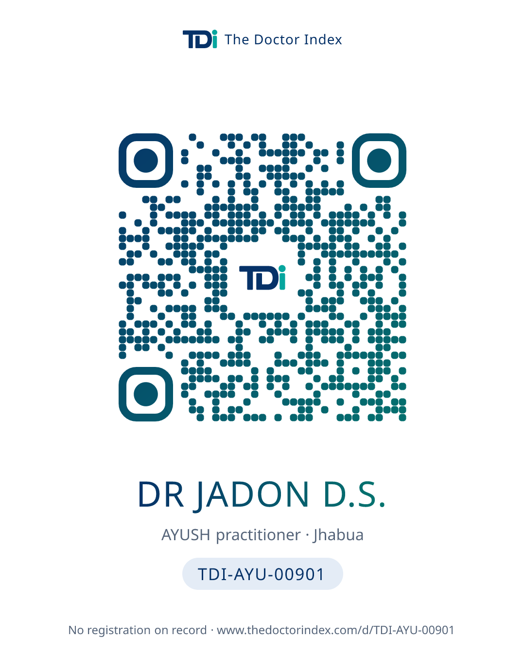 QR card for Dr Jadon D.S., TDI-AYU-00901