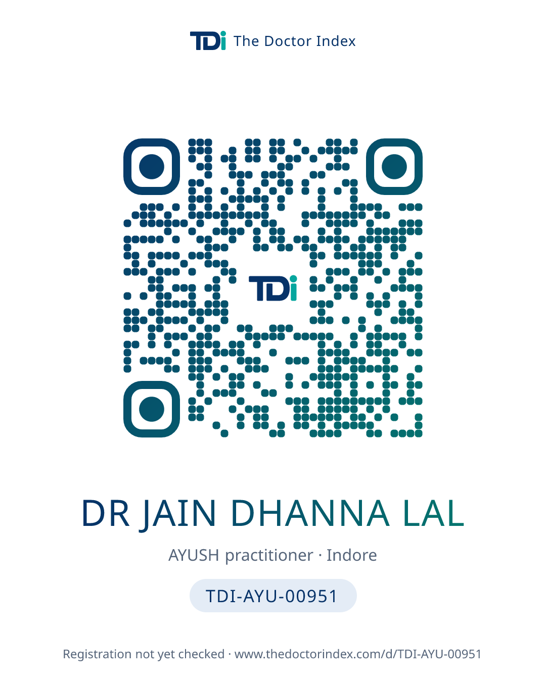 QR card for Dr Jain Dhanna Lal, TDI-AYU-00951