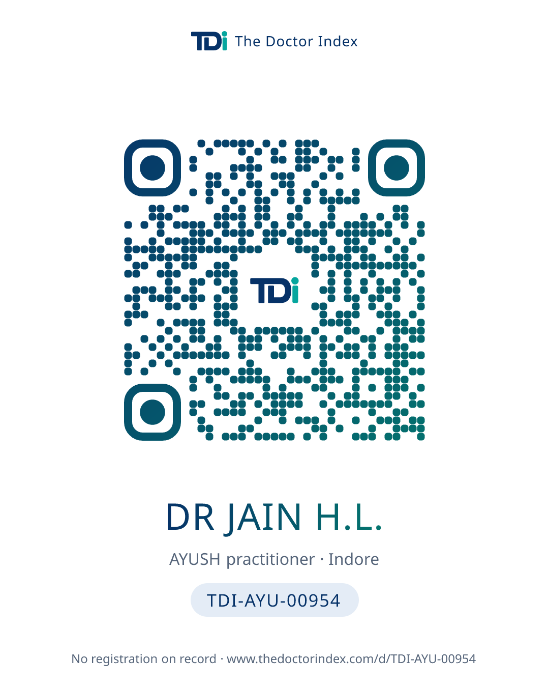 QR card for Dr Jain H.L., TDI-AYU-00954
