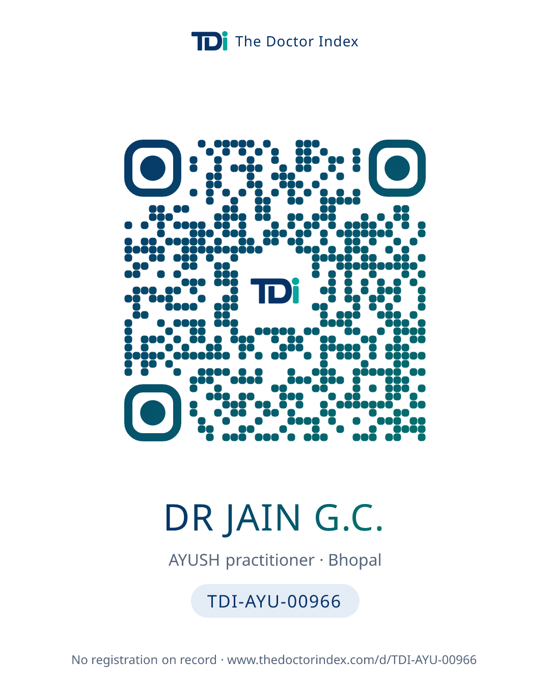 QR card for Dr Jain G.C., TDI-AYU-00966