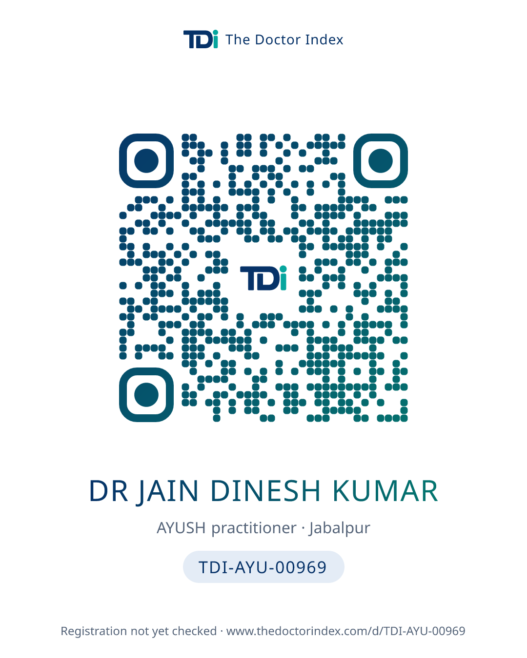 QR card for Dr Jain Dinesh Kumar, TDI-AYU-00969