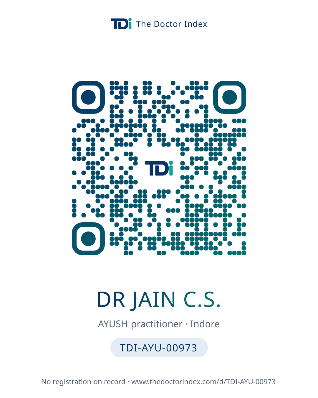 QR card for Dr Jain C.S., TDI-AYU-00973