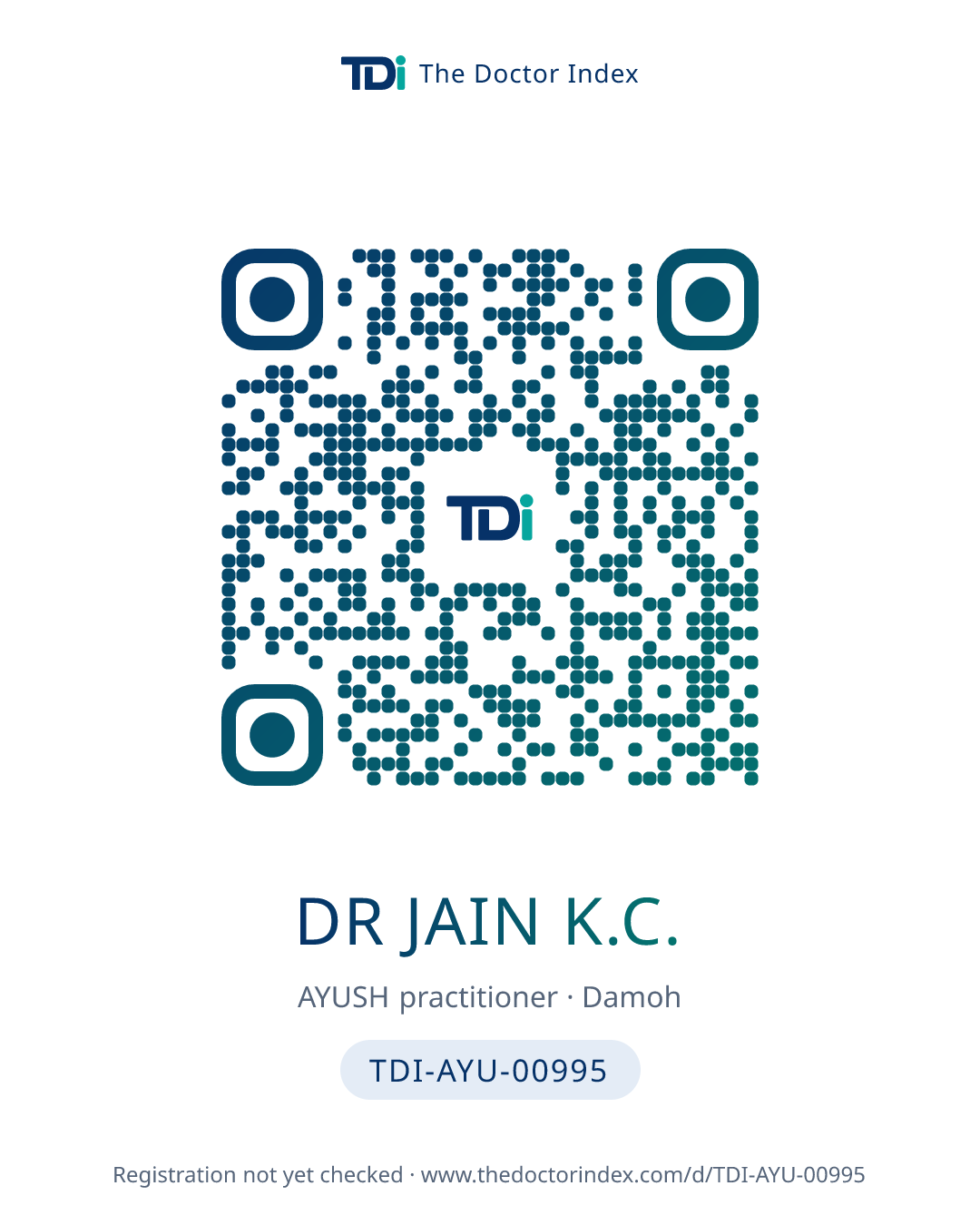 QR card for Dr Jain K.C., TDI-AYU-00995