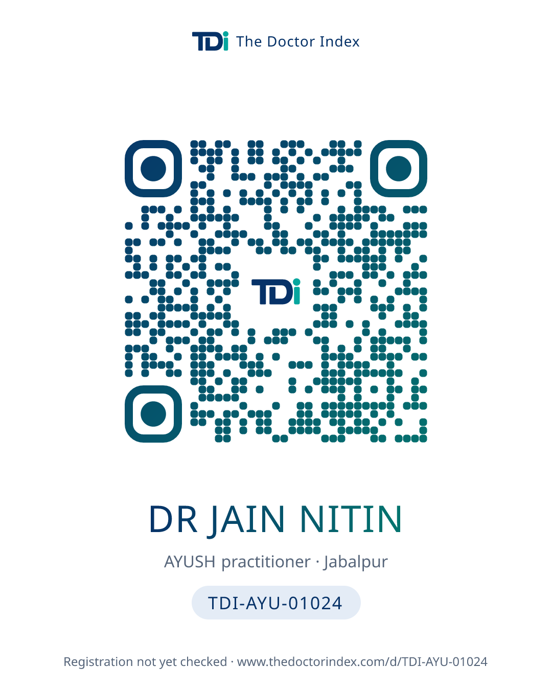 QR card for Dr Jain Nitin, TDI-AYU-01024