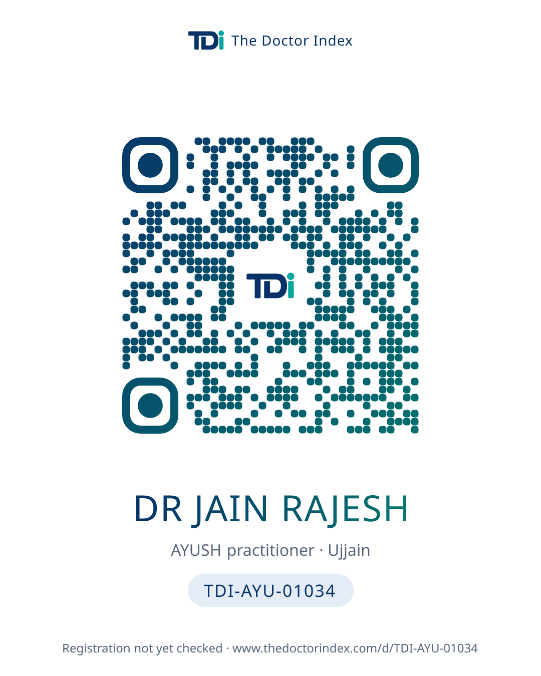 QR card for Dr Jain Rajesh, TDI-AYU-01034