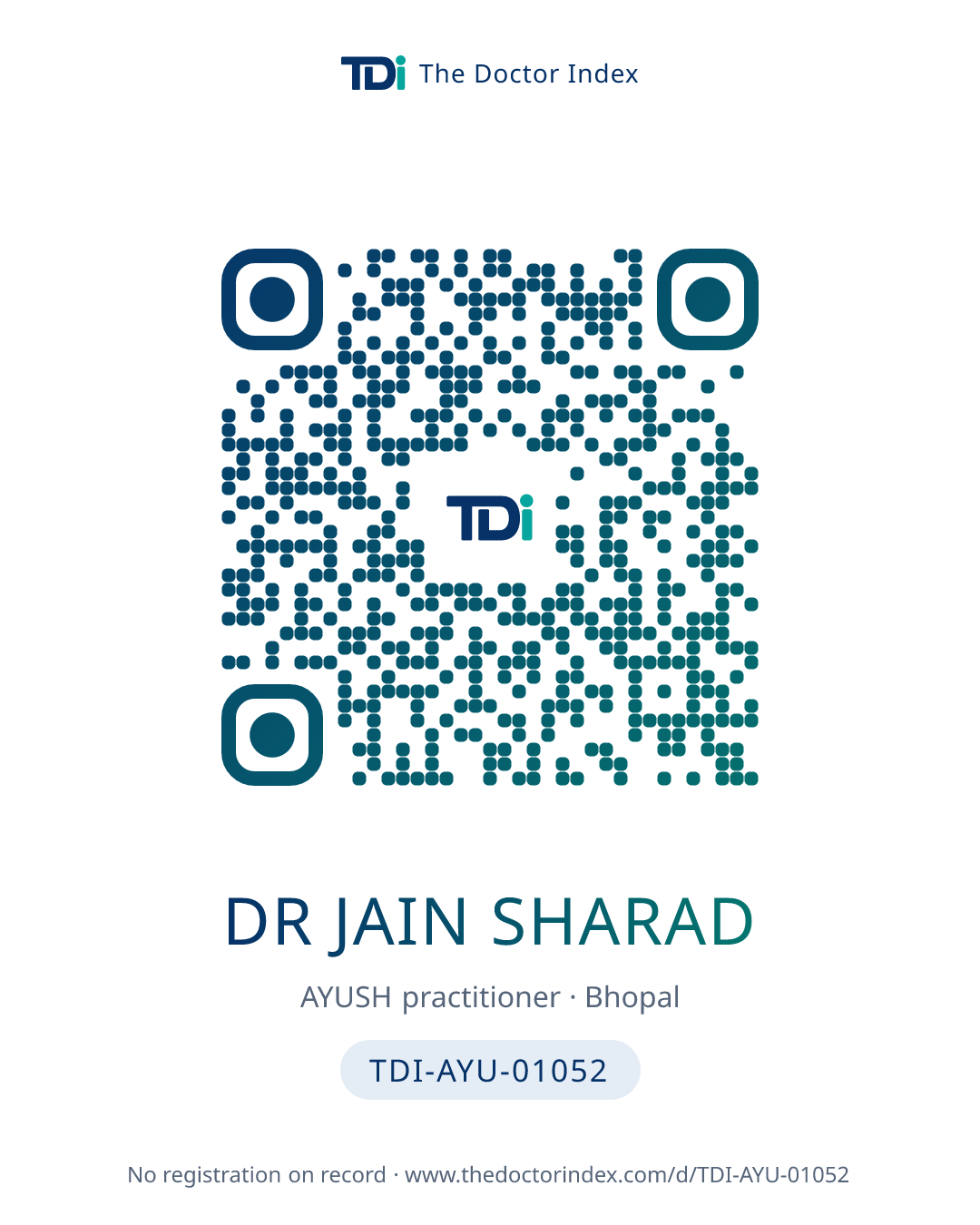 QR card for Dr Jain Sharad, TDI-AYU-01052