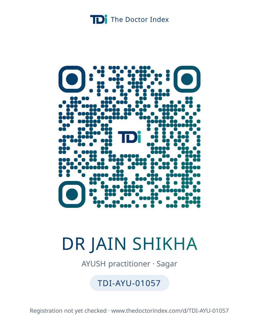 QR card for Dr Jain Shikha, TDI-AYU-01057