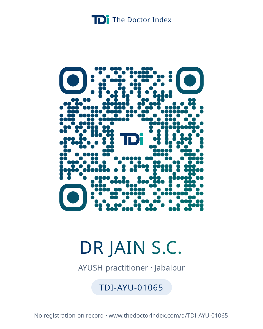 QR card for Dr Jain S.C., TDI-AYU-01065