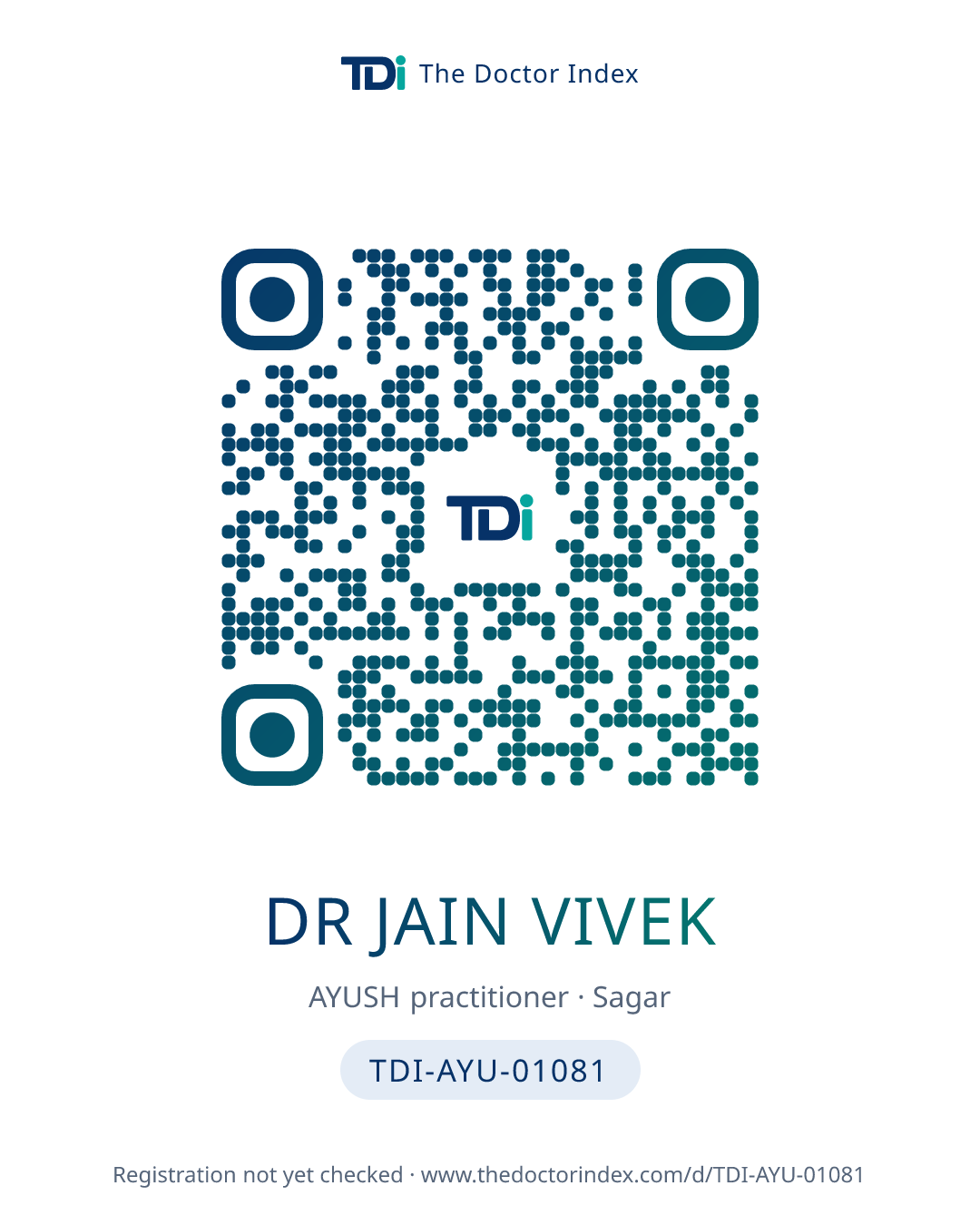 QR card for Dr Jain Vivek, TDI-AYU-01081