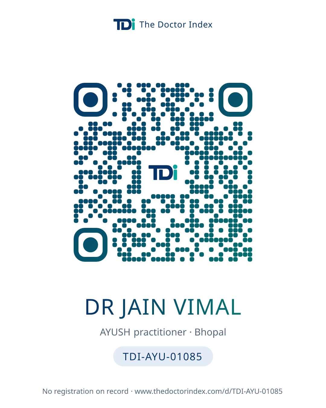 QR card for Dr Jain Vimal, TDI-AYU-01085