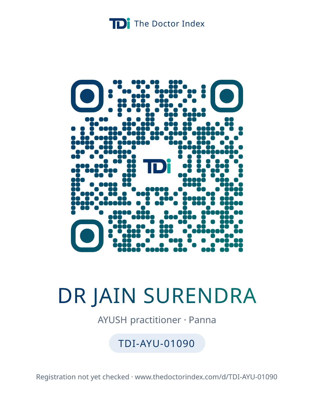 QR card for Dr Jain Surendra, TDI-AYU-01090