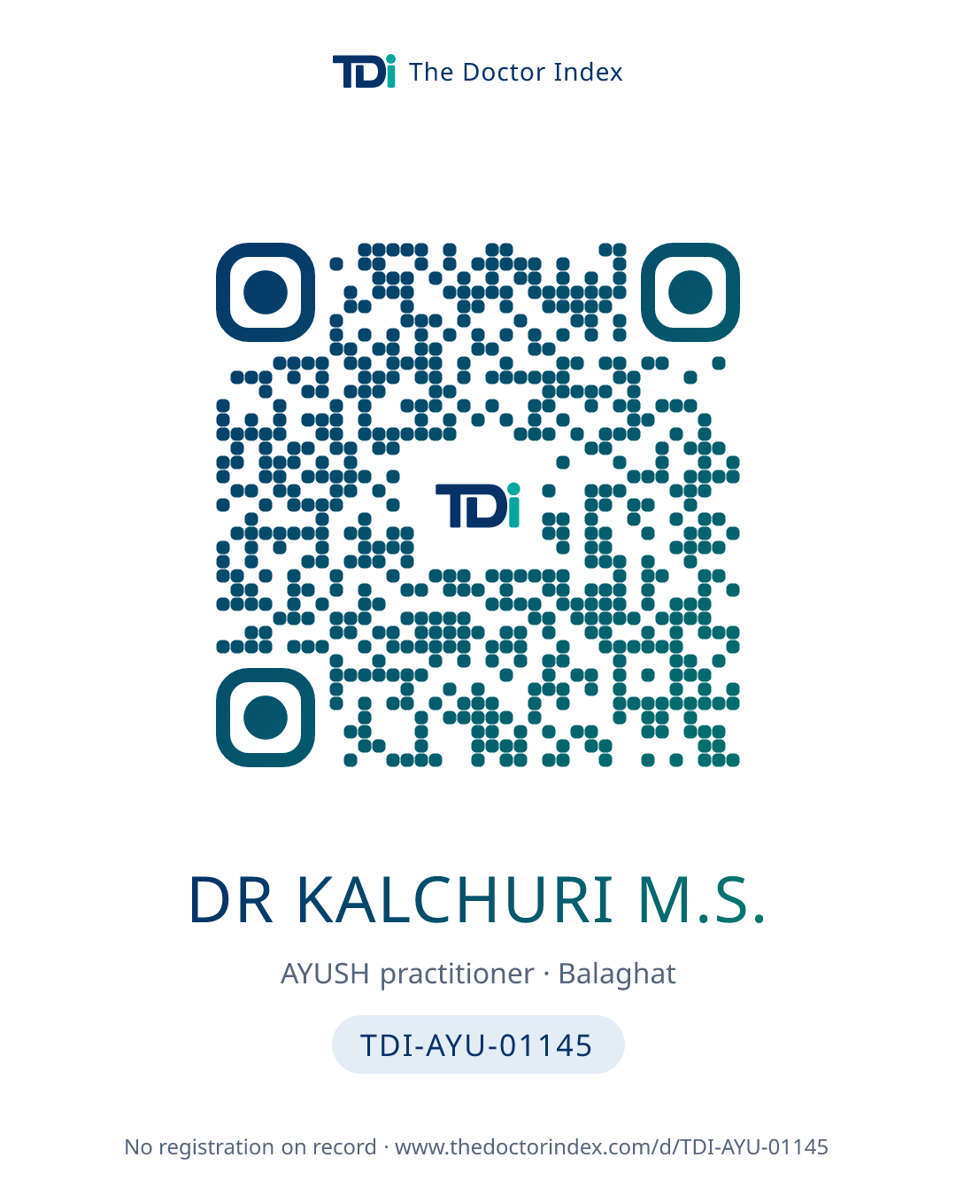 QR card for Dr Kalchuri M.S., TDI-AYU-01145