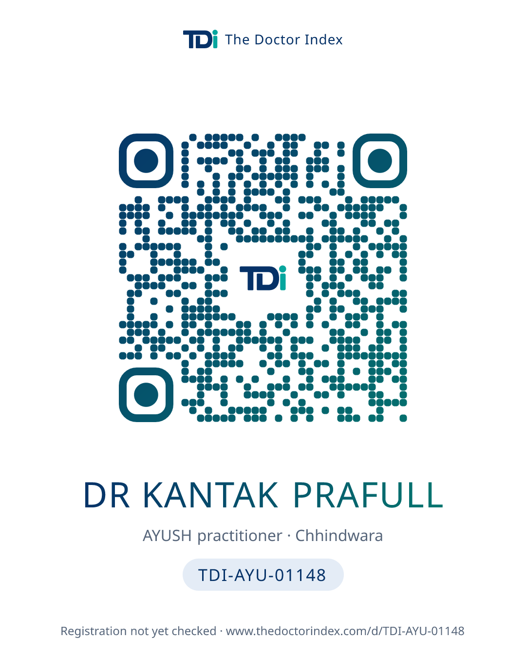 QR card for Dr Kantak Prafull, TDI-AYU-01148