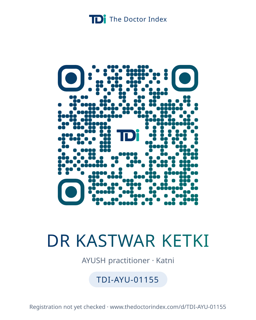 QR card for Dr Kastwar Ketki, TDI-AYU-01155
